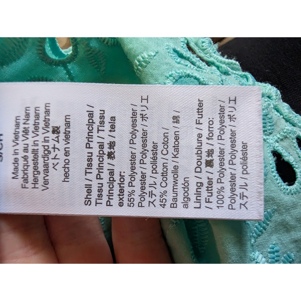 J Crew Floral Eyelet Ruffle Sleeve Popover Top Womens Small Aqua Blue AW539 - Picture 6 of 9